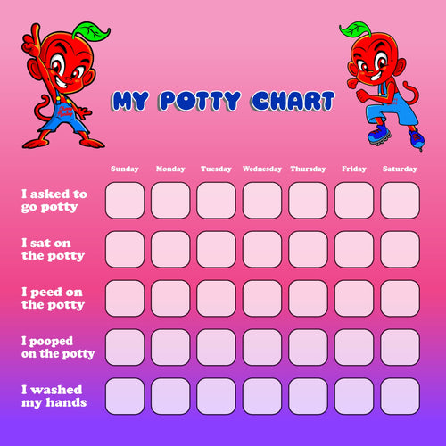 Cherry Monkeys Potty Training Chart pink