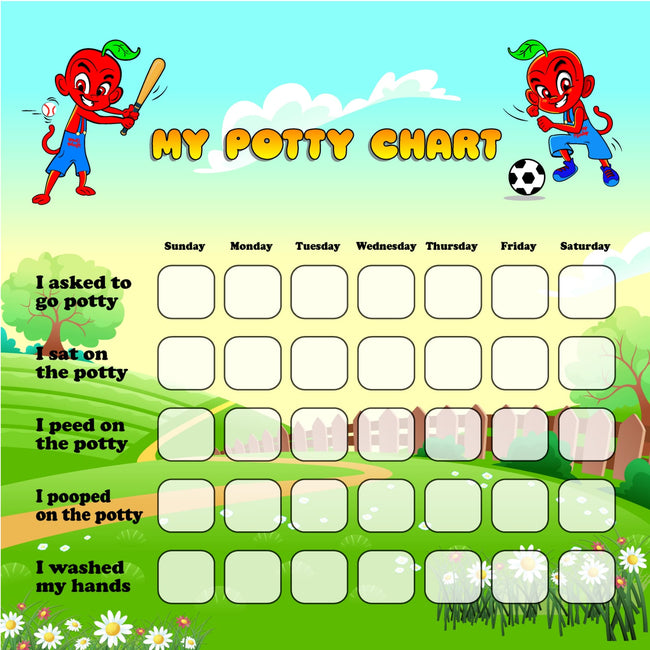 Cherry Monkeys Potty Training Chart green